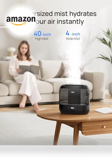 Smart Humidifier with Nightlight, 4L Top Fill, 32H Runtime — Air Moisturizers, Dreo