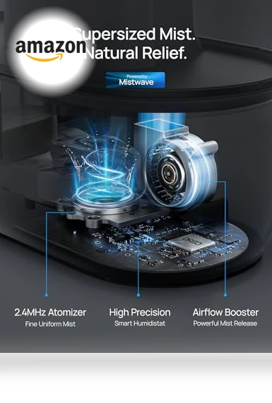 Smart Humidifier with Nightlight, 4L Top Fill, 32H Runtime — Air Moisturizers, Dreo
