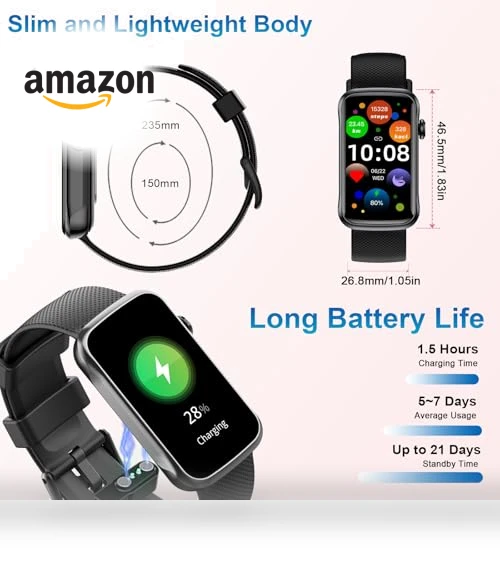 Smart Watch with 24 Sport Modes, IP68 Waterproof, Heart Rate Monitor — Smartwatches, Fempoin