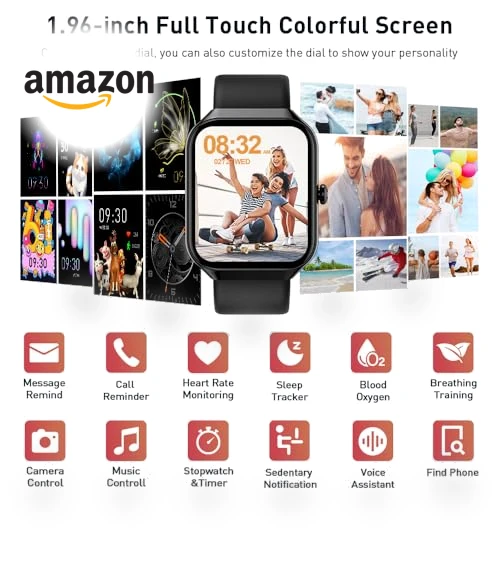 2025 Smart Watch with Bluetooth Call, 1.96" HD Fitness Tracker — Smartwatches, Motast