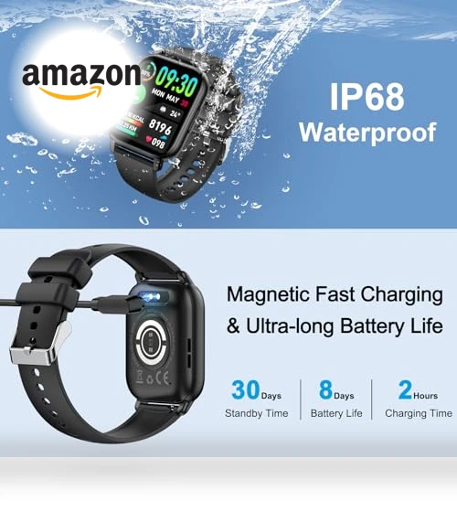 Smart Watch with Bluetooth Call, Fitness Tracking, 1.85" Touch Screen — Smartwatches, WeurGhy