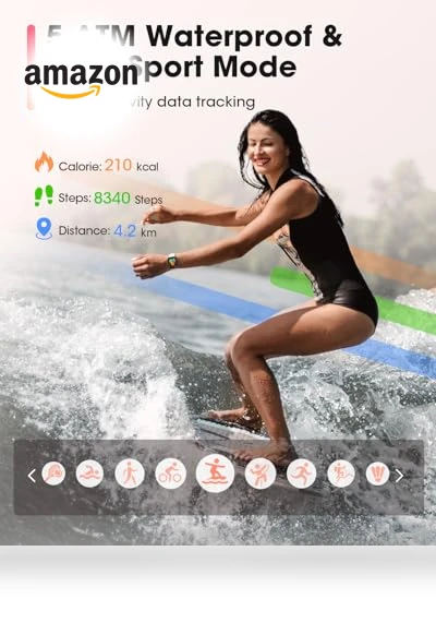 Smart Watch with Call Function, Fitness Tracker, Heart Rate Monitor, Waterproof — Smartwatches, Sanorum