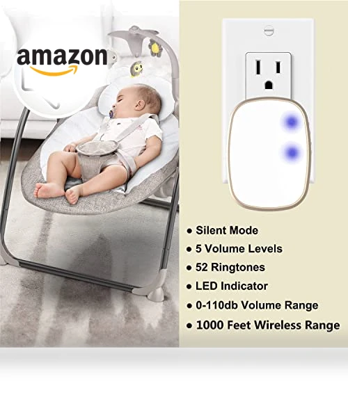 Wireless Doorbell with 1000ft Range, 5 Volume Levels, and LED Flashing — Doorbells, AKK