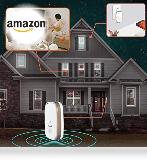 Wireless Doorbell with 1000ft Range, 5 Volume Levels, and LED Flashing — Doorbells, AKK