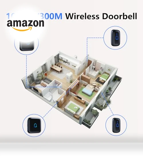 Wireless Doorbell with 56 Chimes, 1000 Feet Range, IP66 Waterproof — Push Buttons