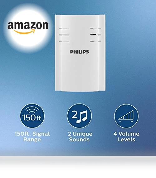 Wireless Doorbell Kit with Plug-In Receiver, 2 Melodies, 150 Ft Range — Kits, Philips