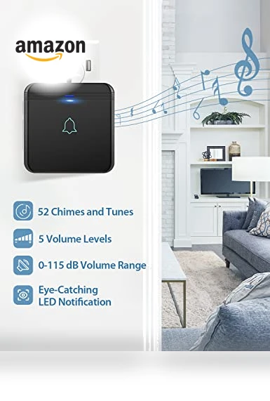 Wireless Doorbell Kit with 2 Plug-In Receivers, 52 Melodies, and LED Flash — Kits, AVANTEK