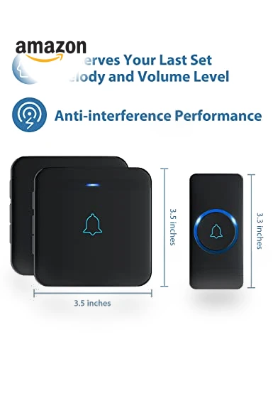 Wireless Doorbell Kit with 2 Plug-In Receivers, 52 Melodies, and LED Flash — Kits, AVANTEK