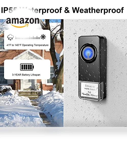 Wireless Doorbell Chime Kit with Mute Mode, 58 Ringtones, LED Strobe — Kits, PHYSEN