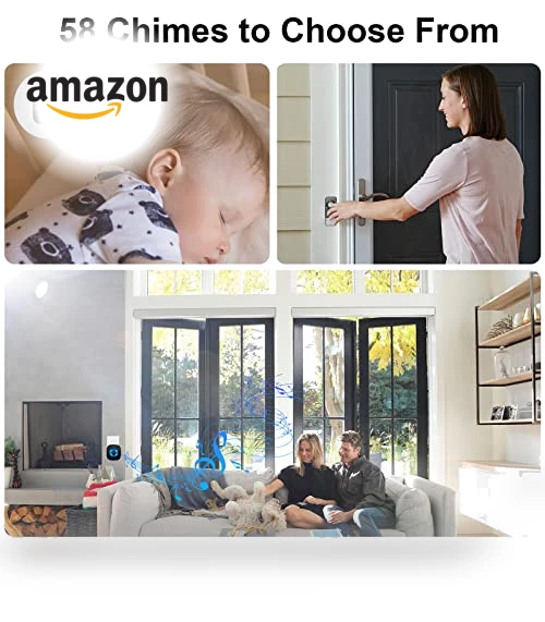 Wireless Doorbell Chime Kit with Mute Mode, 58 Ringtones, LED Strobe — Kits, PHYSEN