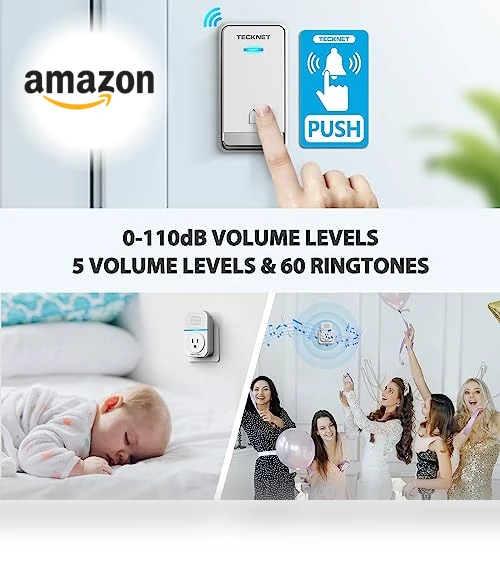 Wireless Doorbell with 60 Ringtones, 1300ft Range, Waterproof — Kits, TECKNET