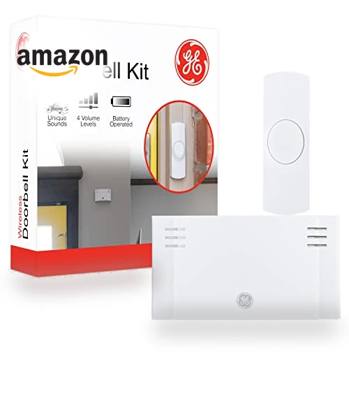 Wireless Doorbell Kit, Battery-Operated Receiver, 2 Melodies, 4 Volume Levels, 150 Ft Range — Push Buttons, GE
