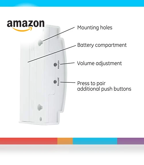 Wireless Doorbell Kit, Battery-Operated Receiver, 2 Melodies, 4 Volume Levels, 150 Ft Range — Push Buttons, GE
