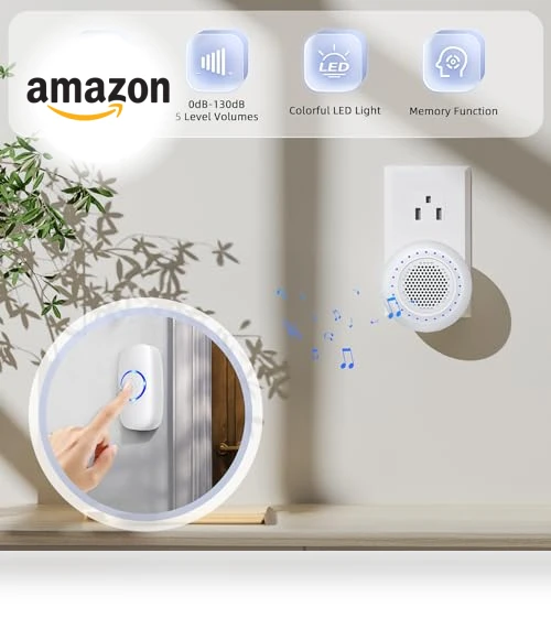 Wireless Doorbell Kit with 32 Ringtones, 1000ft Range, LED Flash — Kits, PHYSEN