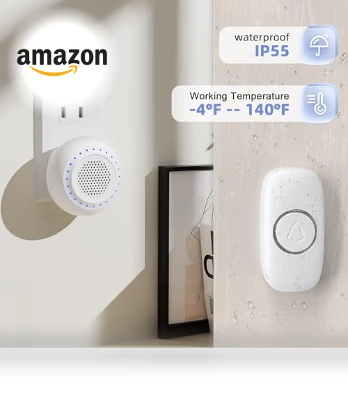 Wireless Doorbell Kit with 32 Ringtones, 1000ft Range, LED Flash — Kits, PHYSEN
