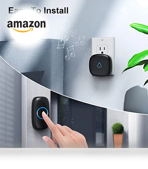 Wireless Doorbell with 2 Receivers 2 Push Buttons, 58 Chimes, 1000Ft Range — Push Buttons, SECRUI