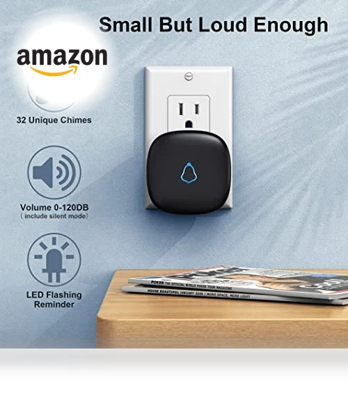 Wireless Doorbell with 2 Receivers 2 Push Buttons, 58 Chimes, 1000Ft Range — Push Buttons, SECRUI
