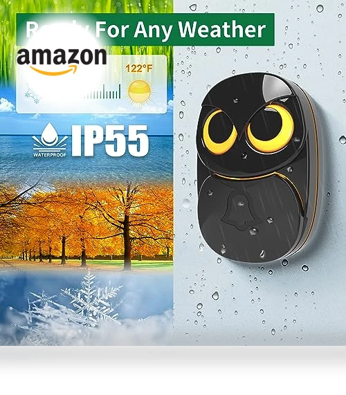 Wireless Doorbell with 1000 Feet Range, Weatherproof IP55 — Push Buttons