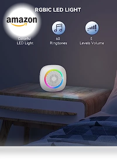 Wireless Doorbell with RGB Light, 1300 ft Range, 60 Chimes — Push Buttons, TECKNET
