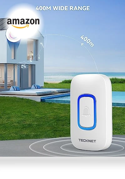 Wireless Doorbell with RGB Light, 1300 ft Range, 60 Chimes — Push Buttons, TECKNET