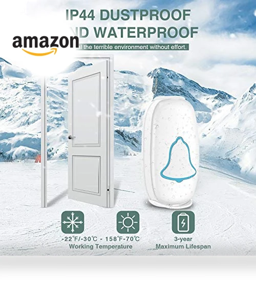 Wireless Doorbell with 38 Melodies and LED Flash, Waterproof, 1000-Foot Range — Kits, BO YING