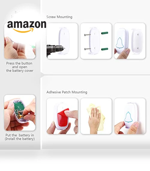 Wireless Doorbell with 38 Melodies and LED Flash, Waterproof, 1000-Foot Range — Kits, BO YING