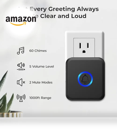 Waterproof Wireless Doorbell with 60 Chimes & Adjustable Volume — Chimes, FOVKSUC