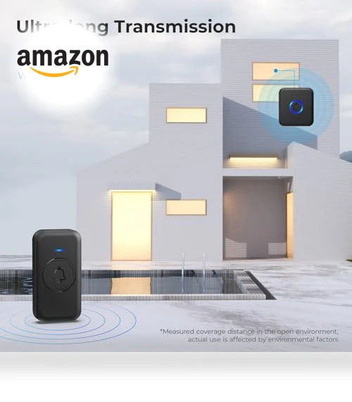 Waterproof Wireless Doorbell with 60 Chimes & Adjustable Volume — Chimes, FOVKSUC