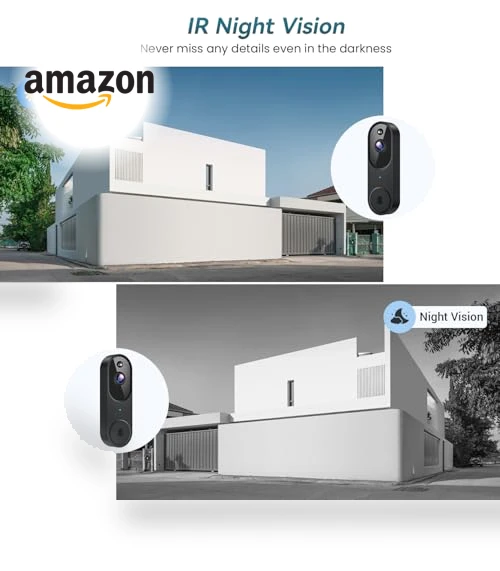 Wi-Fi Video Doorbell Camera with Two Way Audio, AI Motion Detection, Night Vision — Smart Home Security, Shenzhen Puge Electronics Co., Ltd.