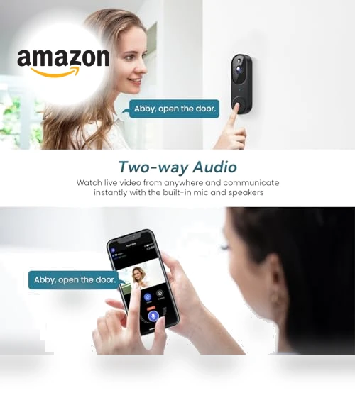 Wi-Fi Video Doorbell Camera with Two Way Audio, AI Motion Detection, Night Vision — Smart Home Security, Shenzhen Puge Electronics Co., Ltd.