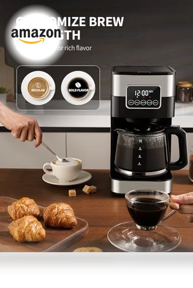 10-Cup Programmable Coffee Maker with Strong Brew Option — Coffee Makers, SHARDOR