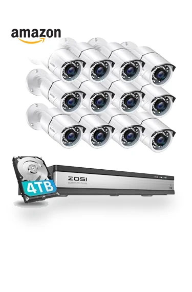 H.265+ 1080p 16 Channel Home Security Camera System with AI Human Vehicle Detect — Security Cameras, ZOSI
