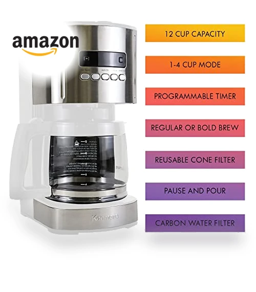 12 Cup Programmable Drip Coffee Maker with Reusable Filter — Coffee Makers, Koolatron
