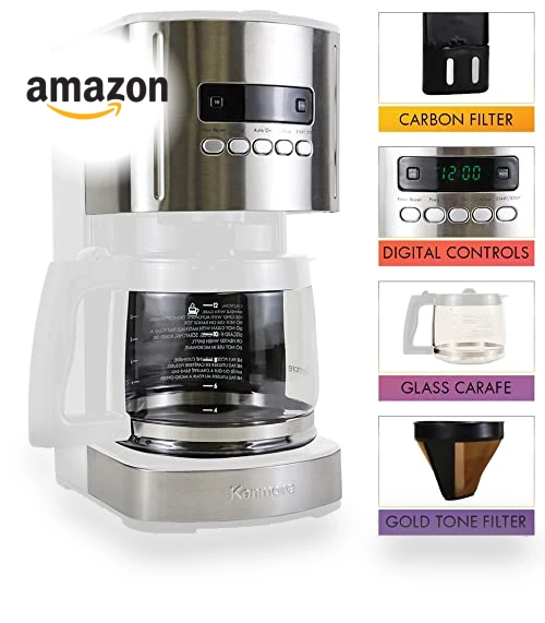 12 Cup Programmable Drip Coffee Maker with Reusable Filter — Coffee Makers, Koolatron