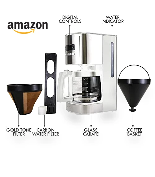 12 Cup Programmable Drip Coffee Maker with Reusable Filter — Coffee Makers, Koolatron