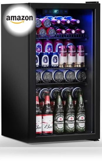 120 Cans Freestanding Mini Fridge Cooler with Glass Door — Drink Coolers, Manastin