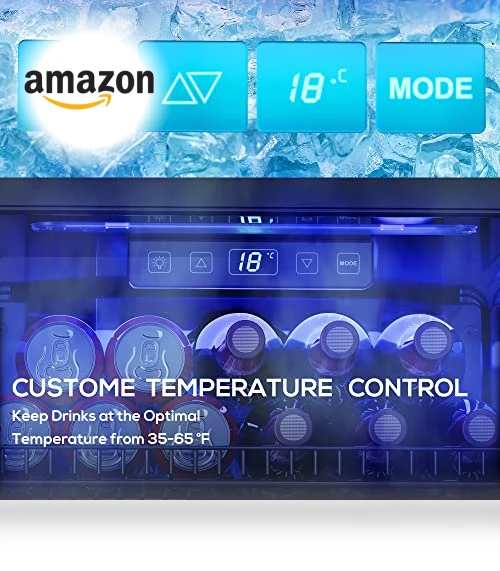 120 Cans Freestanding Mini Fridge Cooler with Glass Door — Drink Coolers, Manastin