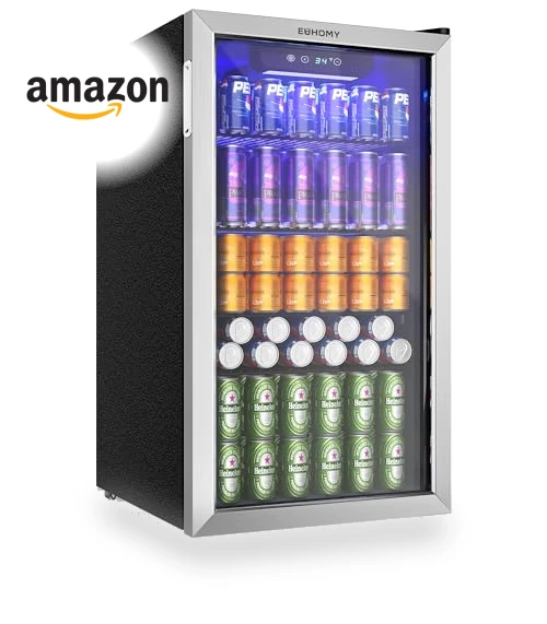126 Can Mini Beverage Refrigerator with Glass Door — Drink Coolers, EUHOMY