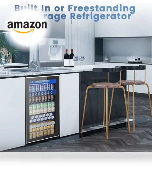 130 Can Beverage Refrigerator Cooler, 3.2 Cu.Ft Drink Fridge with Adjustable Temperature — Drink Coolers, Electactic