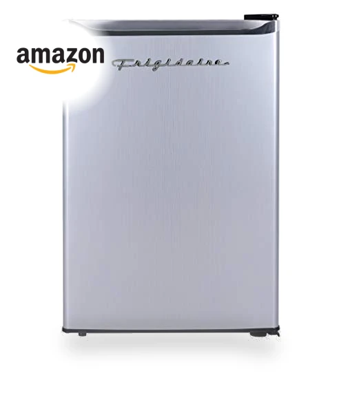2.5 cu ft Compact Refrigerator with Freezer, Stainless Steel — Mini Fridges, Frigidaire