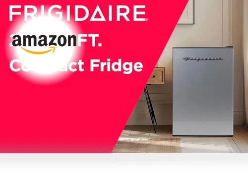 2.5 cu ft Compact Refrigerator with Freezer, Stainless Steel — Mini Fridges, Frigidaire