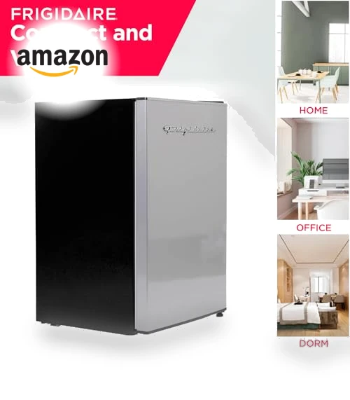 2.5 cu ft Compact Refrigerator with Freezer, Stainless Steel — Mini Fridges, Frigidaire