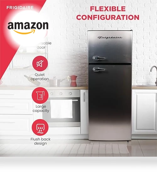 2 Door Apartment Size Refrigerator Freezer Combo, 7.5 cu ft, Stainless Steel — Cooling Solutions, Frigidaire