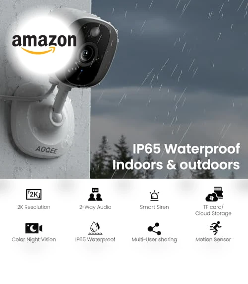 2K Home Security Camera with Color Night Vision, White Light, Siren — Cameras & Monitors