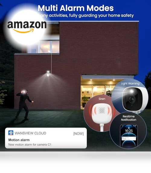 2K Home Security Camera with Color Night Vision, White Light, Siren — Cameras & Monitors