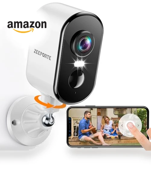 360° Pan Rotating 2K Wireless Outdoor Security Camera with AI Motion Detection — Smart Home Security, ZEEPORTE SECURITY
