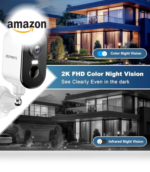 360° Pan Rotating 2K Wireless Outdoor Security Camera with AI Motion Detection — Smart Home Security, ZEEPORTE SECURITY