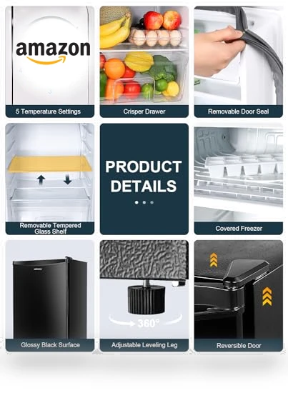 3.2 Cu.Ft Mini Fridge with Freezer, Adjustable Thermostat, Single Door Compact Refrigerator — Mini Fridges, Upstreman