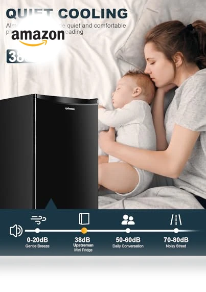 3.2 Cu.Ft Mini Fridge with Freezer, Adjustable Thermostat, Single Door Compact Refrigerator — Mini Fridges, Upstreman