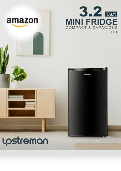 3.2 Cu.Ft Mini Fridge with Freezer, Adjustable Thermostat, Single Door Compact Refrigerator — Mini Fridges, Upstreman